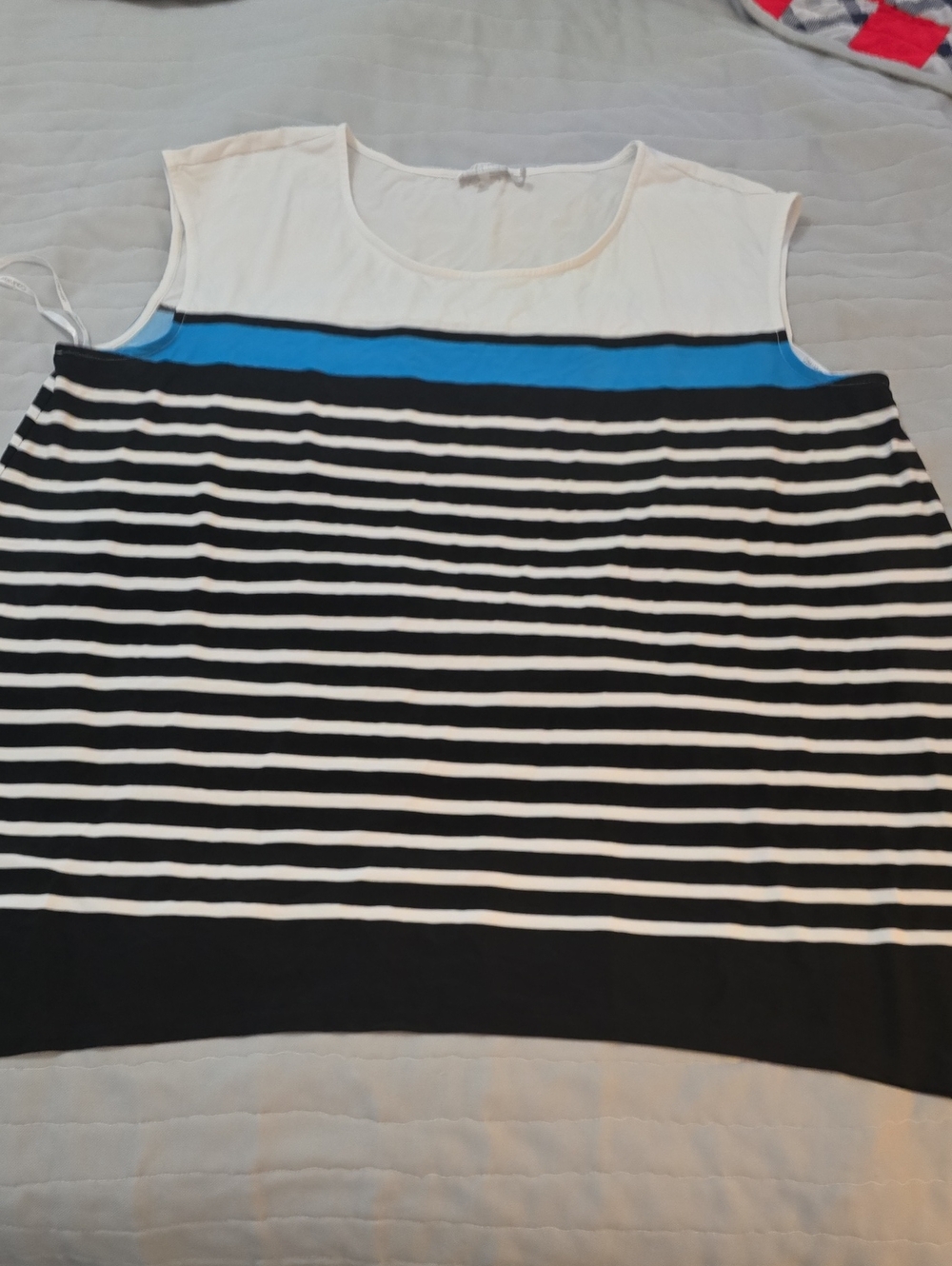 Calvin Klein Black, White & Blue Striped Sleeveless Tank